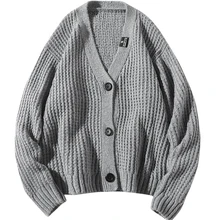 Модный кардиган, свитер, пальто, мужской повседневный вязаный свитер с длинным рукавом, японский свитер Харадзюку, уличная одежда, брендовая одежда