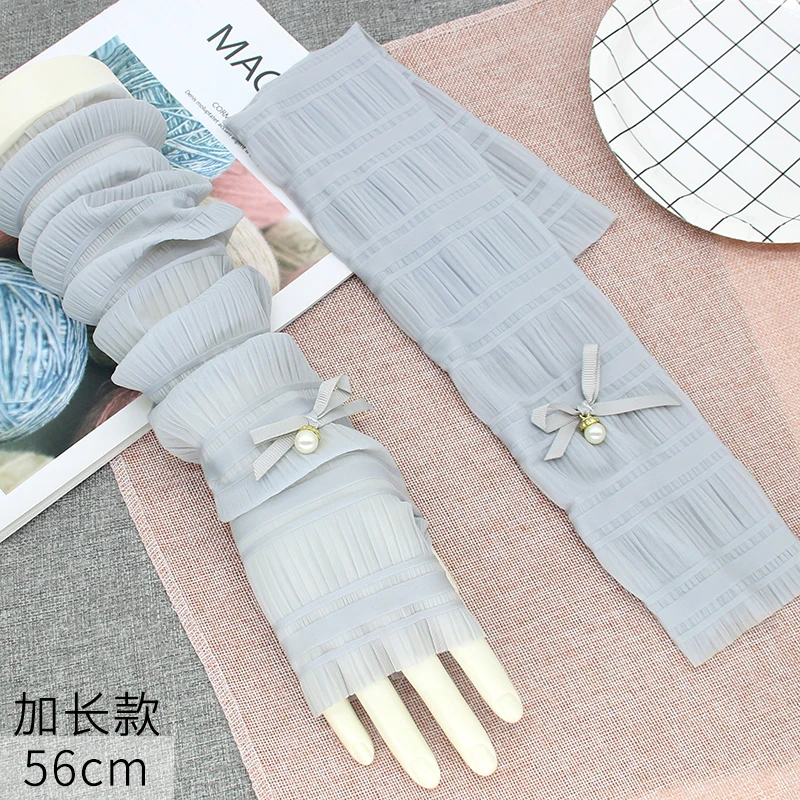 Летние длинные езды солнцезащитные перчатки женский кружева льда шелковые рукава Лето УФ-защита тени рукава