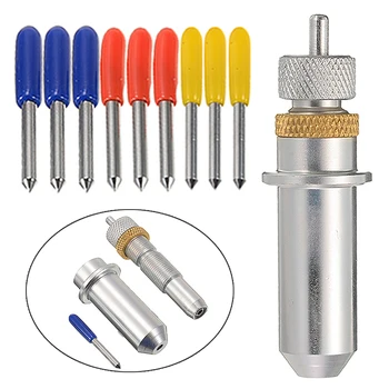 

9pcs 30/45/60 Degree Vinyl Cutter Blades + 1pc Carving Cutting Plotter Blade Holder Mayitr For Milling Cutter