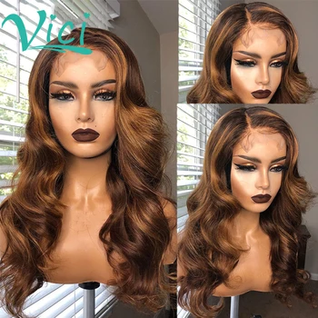 

Ombre Brown Body Wave Human Hair Wig Hairline Pre Plucked With Baby Hair Lace Front Wigs Glueless Brazilian For Black Women 150