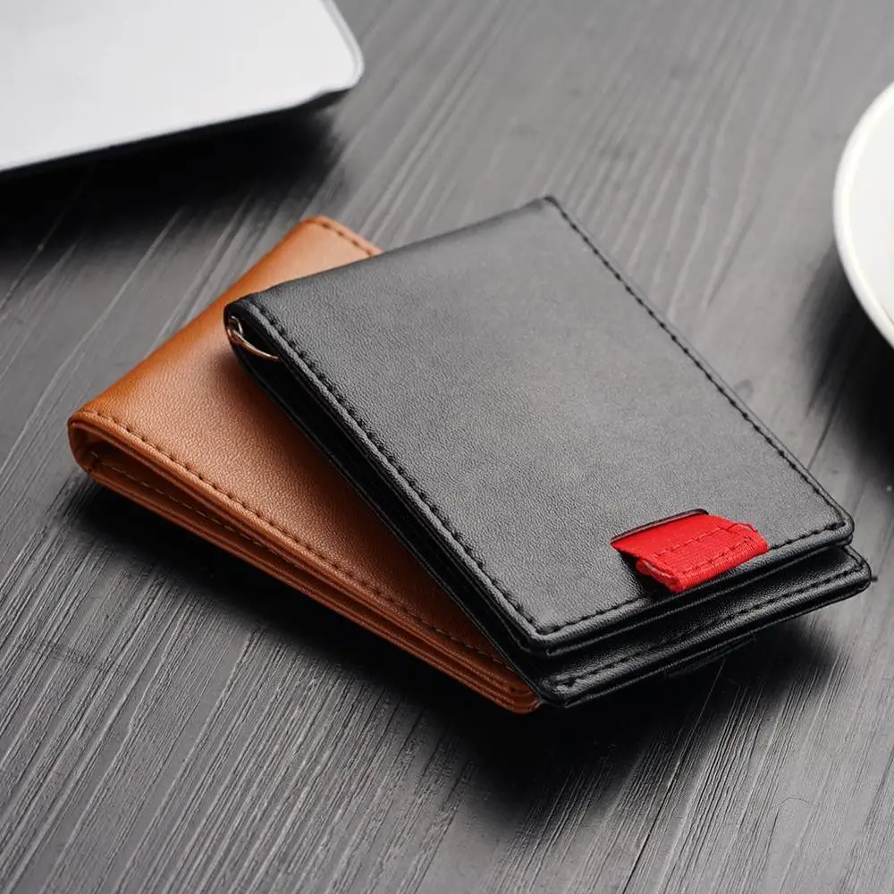 Handmade slim wallet Blocking pu Leather Slim Pull-Out Wallet card golder women wallet bags Handmade RFID Pull-out Leather Card