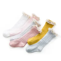 Lawadka Kid Princess Girls Socks Children's Knee High Socks with Lace Baby Leg Warmers Cotton Spring Style 1
