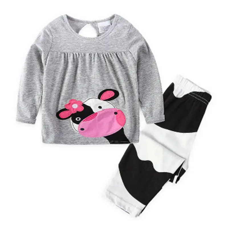Детский пижамный комплект, Осенний Модный комплект одежды с героями мультфильмов для маленьких девочек, пижама из хлопка, Детский набор для сна «Принцессы» - Цвет: Темный хаки