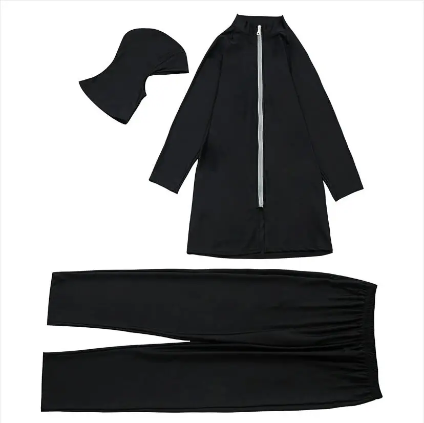 

6XL Plus Size Borkini Hijab Muslim Woman Swimsuits 2021 Black Long Sleeve Swimwear for Women 3pcs Swimming Wear Pant Suits Arab