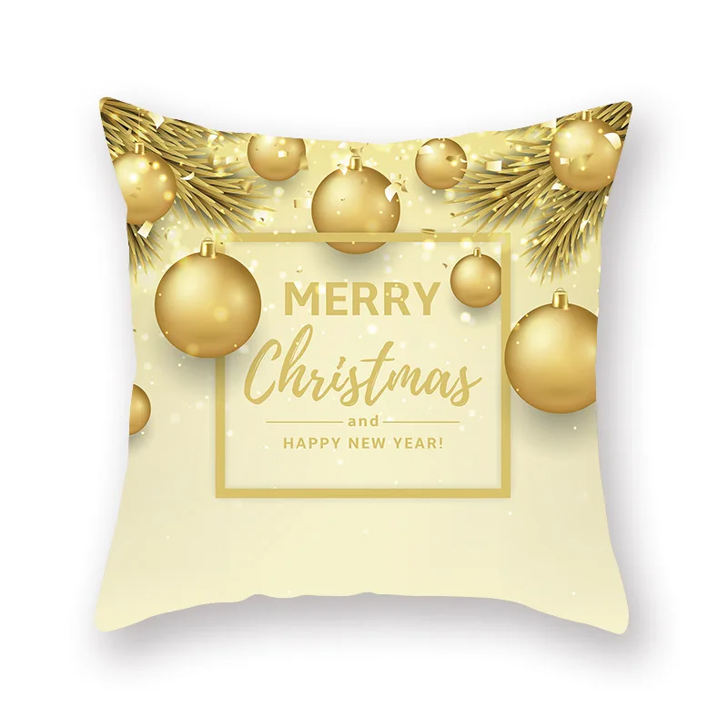 Новогодний хлопковый/полиэстеровый Рождественский чехол для подушки, Рождественский Декор для дома, наволочки с золотым принтом, новинка, рождественский подарок