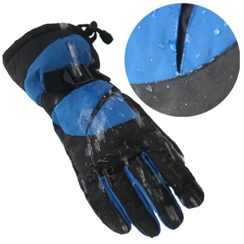 Мужские и женские водонепроницаемые зимние перчатки контрастного цвета с теплоизоляцией, регулируемые спортивные велосипедные перчатки