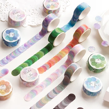 

100pcs Washi Tape Morandi Dots Decorative Adhesive Tape Round Deco Stickers Label Scrapbooking for Photo Album Stationery Paper