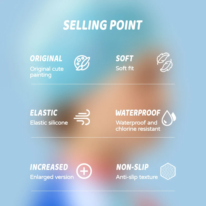 COPOZZ 31203 Swimming Caps High Elastic Lovely Kids Cartoon Fabric Cute Cartoon Animal Ear Protect Boys Girls Swim Pool Diving Cap Hat - Image 4