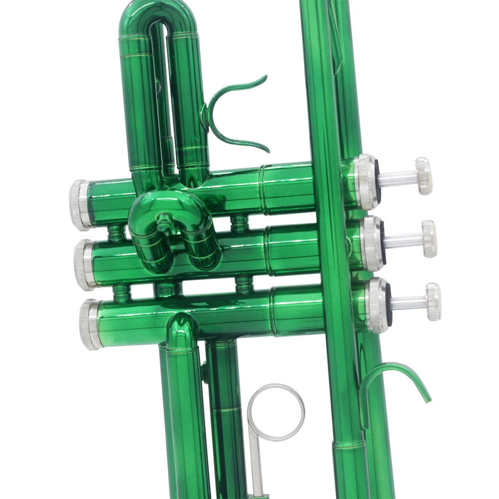 Green Trumpet Bb Flat Professional Brass Musical Instrument Exquisite Durable Trompete Mouthpiece Gloves Strap Case Accessories