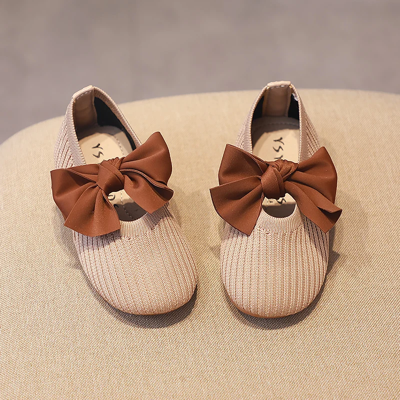 Детская обувь; тонкие туфли для маленьких девочек; Новинка; Осенняя обувь года для девочек с милым бантом; удобная дышащая обувь на мягкой подошве; SX120 - Цвет: SX120Beige