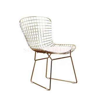 

Golden Chair Designer Chair Creative Wrought Iron Personality Grid Nordic Light Luxury Casual Coffee Makeup Net Red Dining Chair