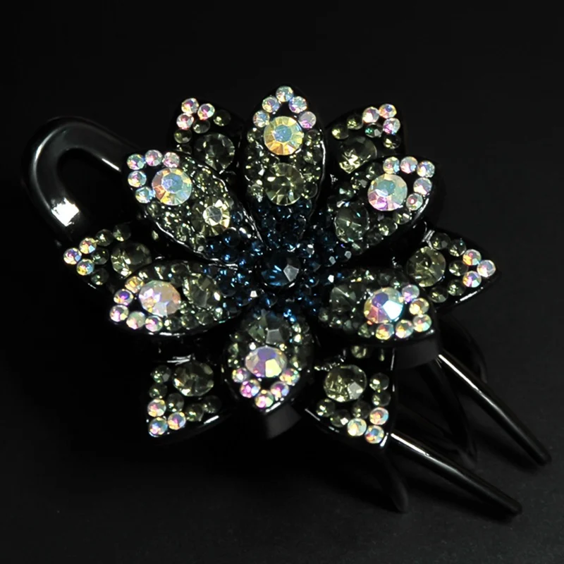 

Rhinestone Flower Duckbill Hairpin Headdress Pan Hair Large Grab Clip Hairpin Adult Hair Accessories Three-tooth Clip