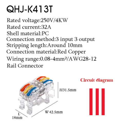 Wire Electrical Connectors Din Rail Type Fast Universal Compact Conductor Wiring Cable Connector LED Push-in Butt Terminal Block - Image 15