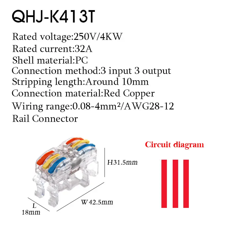 Wire Electrical Connectors Din Rail Type Fast Universal Compact Conductor Wiring Cable Connector LED Push-in Butt Terminal Block - Image 15