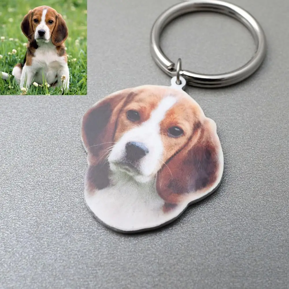 Keychain Engrave Jewelry Custom Pet-Lover Personalized Dog Picture Dog-Keyrings Gift