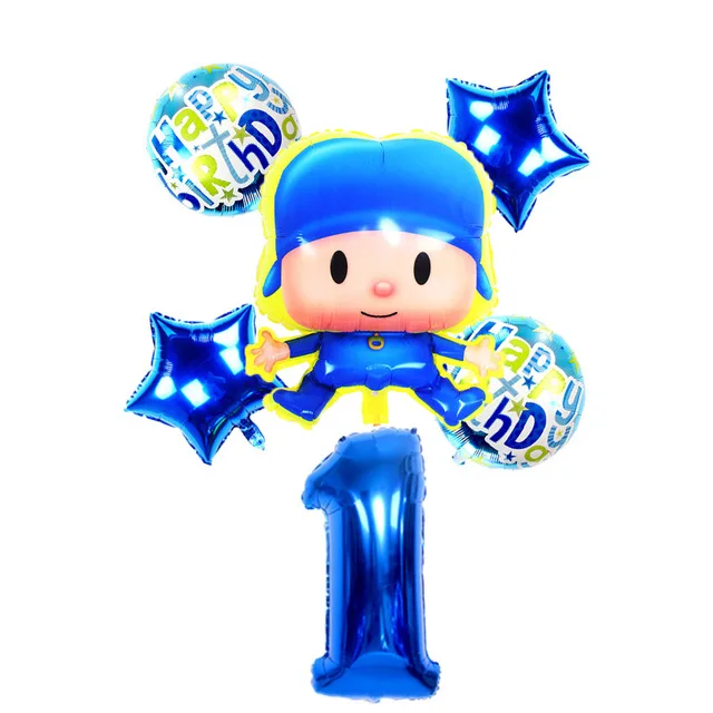 1 й синий Pocoyo День Рождения украшения Детские воздушные шары бэби Шауэр для