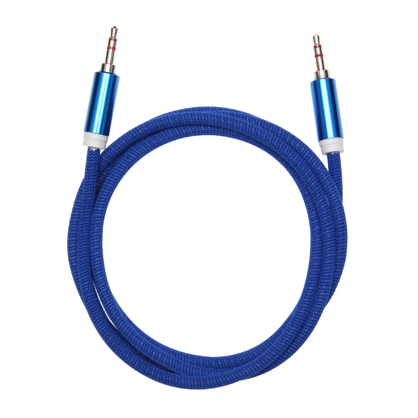 1 5m Nylon Braid Jack 3 5mm Audio Cable Male to Male Stereo Auxiliary AUX Cord for iPhone Car Speaker Headphone Earphone MP3 4
