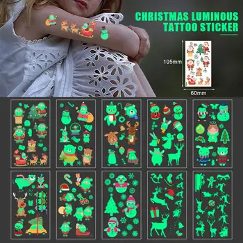 

10pcs 100 Patterns Halloween Tattoo Waterproof Luminous 3D Sticker Spider Tattoo Sticker Body Art Cartoon Tatto
