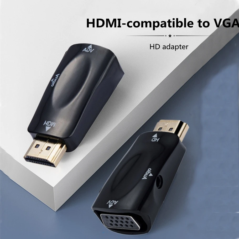 HD 1080P Mini HDMI-совместимый к VGA Кабель преобразователь штекер в Famale адаптер 3 5 мм