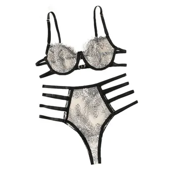 

Women Lingerie Corset Lace Underwire Racy Muslin Sleepwear Underwear Tops+Briefs Lingerie Sexy Hot Erotic Porno Costumes Z0211