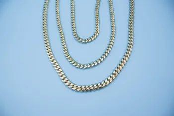 

Golden Necklace Chain with Luxury Zircon Buckle 14 k Real G old Plated Quality Stainless Steel for Man and Woman Hip-hop Style