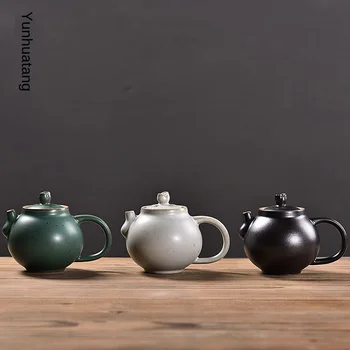 

Stoneware Kung Fu Tea Set Tea Pot Tea Tie Guanyin Tea Pu'er Tea Making Device Retro Iron Glaze Single Teapot Ceramic Tea Pot