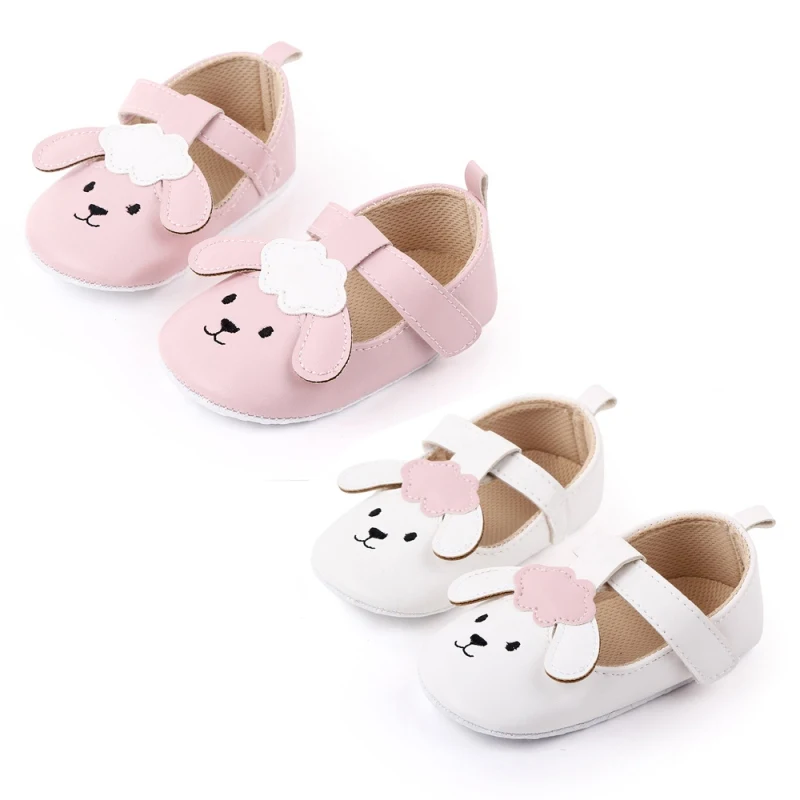  Baby Girl Casual Sneakers Toddler Soft Soled Walking Shoes Breathable Cartoon Rabbit Print Anti-Sli