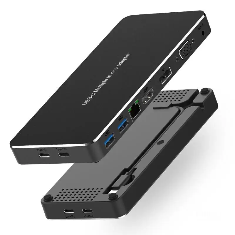 USB C концентратор с HDMI VGA RJ45 3,5 мм разъем PD Зарядное устройство USB 3,0 адаптер usb-хаб для Macbook Pro Аксессуары Мульти USB 3,0 type C концентратор