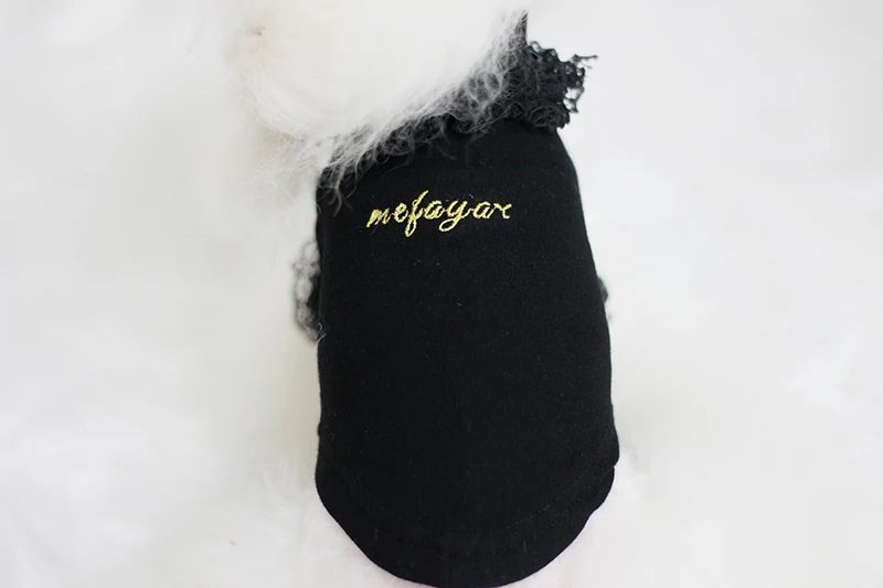 Три цвета 2XS-XL теплые зимние свитер для собаки свитера Щенок Одежда с кружевным воротником; пальто для кошек, домашних животных, собак куртка одежда в Мальтийском стиле - Цвет: Черный