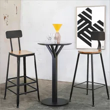 Европейский ретро кафе столовая стул бар Досуг высокий стул кованого железа твердый деревянный стул