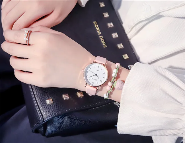 Женские модные белые часы, кварцевые кожаные женские наручные часы, Ulzzang, брендовые простые женские часы с циферблатом и цифрами, Montre Femme