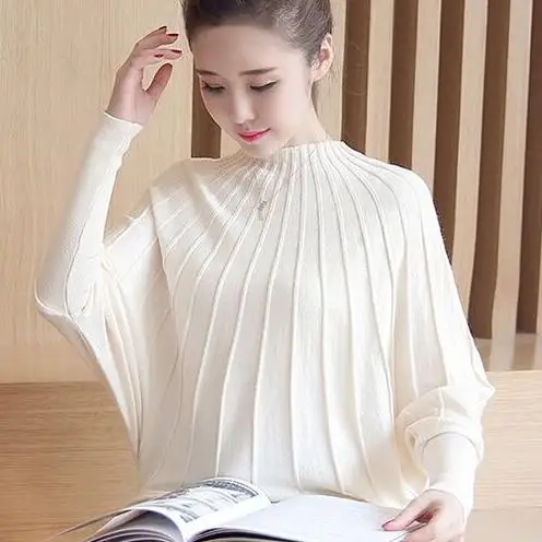 Sweater women clothes 2020 Autumn Winter Women Knitted Sweaters and Pullovers Batwing Sleeve Long Knitwear Femme DF333 | Женская одежда
