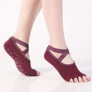 

New Women Yoga Pilates Socks Half Toe Non Slip Ladies Massage Sport Socks Half-fingers Cotton Warm Exercise Running Hose Women
