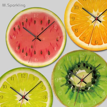 

Explosion model 4mm ultra-thin acrylic home wall clock European creative fruit shape living room wall clock