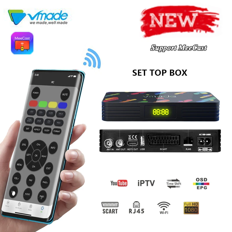 Цифровой ТВ-тюнер DVB T2 HD 1080P спутниковый ресивер с поддержкой управления