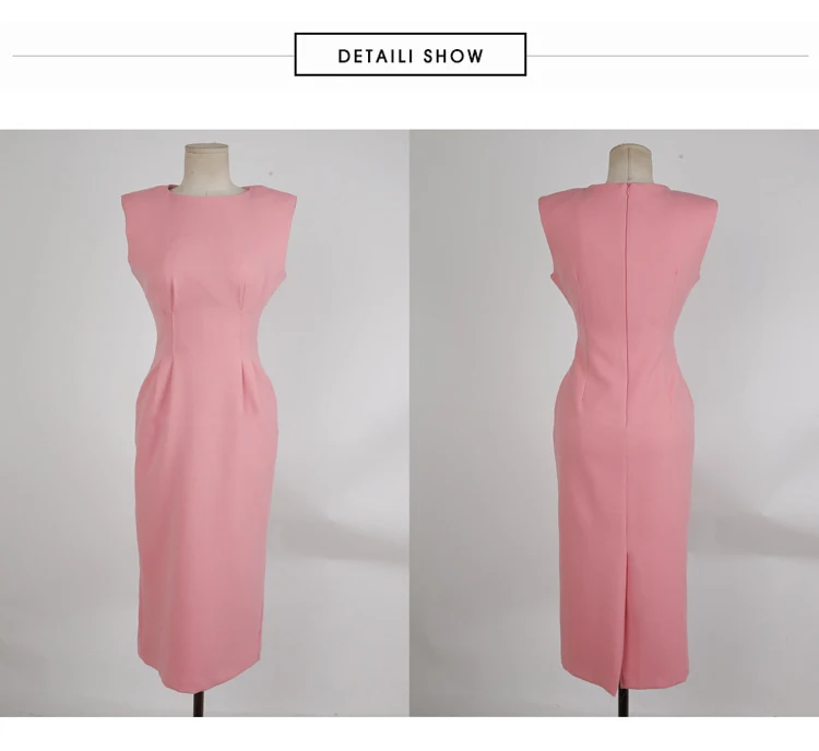 Summer Office Lady Casual Wear Dress Women Solid Formal Slim Dress Female Bodycon Slevessless Vestdios