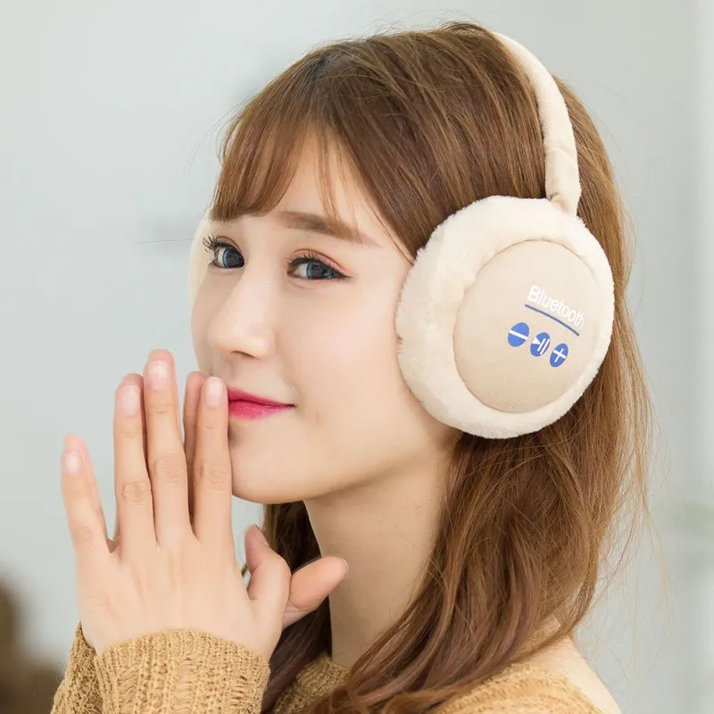 Multifunction Plush Material Foldable Warm Bluetooth Headset Earmuff Warm Wireless Headphones Fluffy Headset Winter Ear Warmer