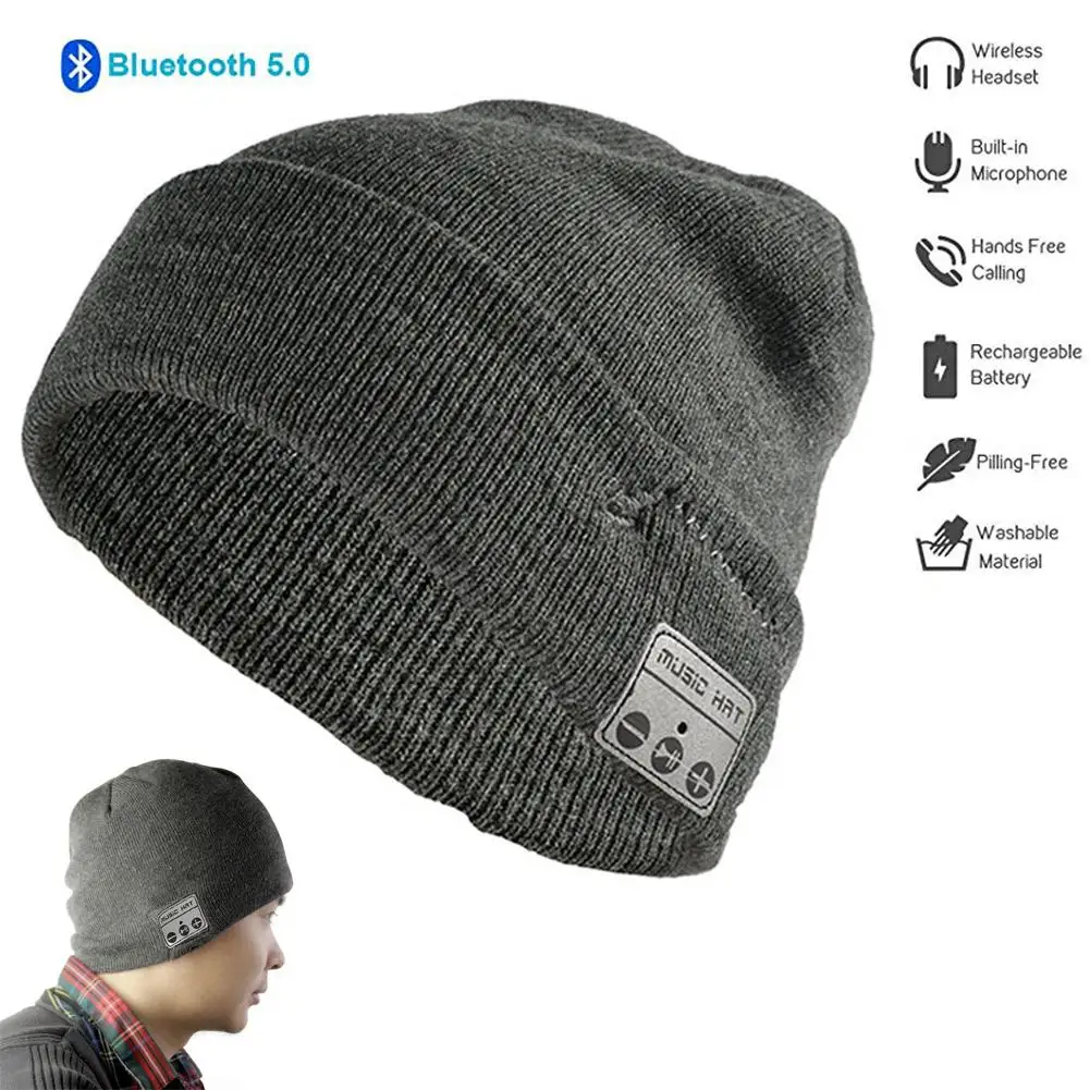 Warm Beanie Hat Bluetooth Earphone Music Hat Winter Wireless Headphone Cap Headset for Samsung S10 S9 S8 iPhone Motorola E G X Z