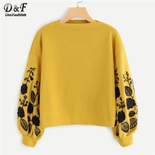 Dotfashion розовый женский пуловер с цветочной вышивкой на плече, повседневный осенний свитер с воротником-хомутом