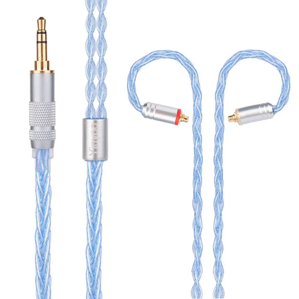 8 Core Silver Plated Cable 2.5/3.5/4.4mm Blue Cable With MMCX/2pin Connector For QT2 LZ A5 Magaosi K5 V20 Sony HQ5 HQ6 - Цвет: MMCX 3.5