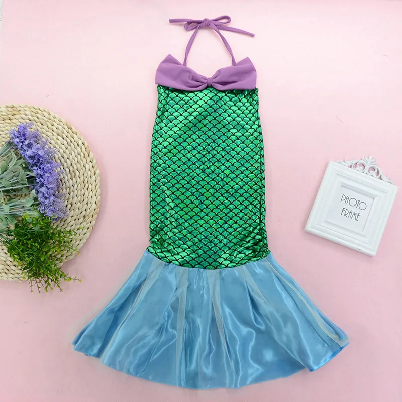 Dress A Платья с русалочкой для девочек модный купальник бикини Детский костюм на Хэллоуин для детей летняя пляжная одежда бассейн праздничная одежда - Цвет: Dress A