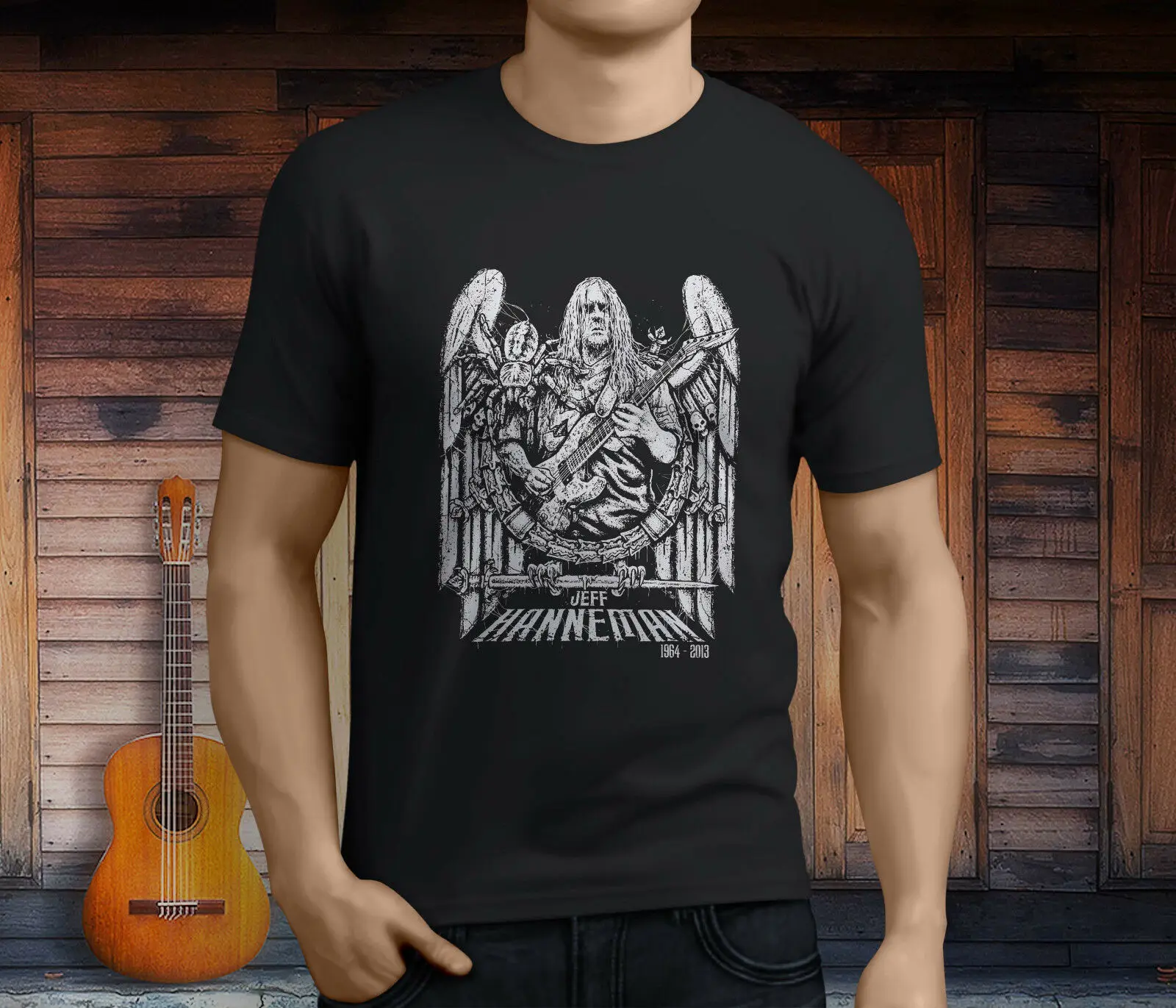

New SLAYER JEFF HANNEMAN Tribute Men's Black T-Shirt Size S-3XL Basic Models Printed Men T Shirt Clothes top tee