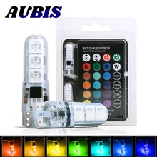 

1 Set T10 W5W 194 Car LED Lights Bulbs With Remote Control RGB Atmosphere Reading Light Width Lamp Flashing Strobe Lamps 12V