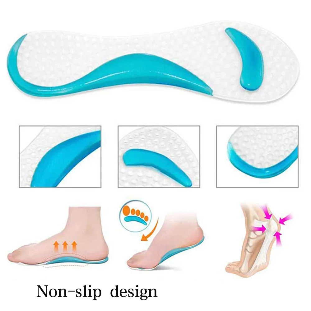 Beurha Нескользящие женские гелевые 3/4 длина супинатор противоскользящие массаж плюсневой кости подушки ортопедические стельки для обуви на высоком каблуке