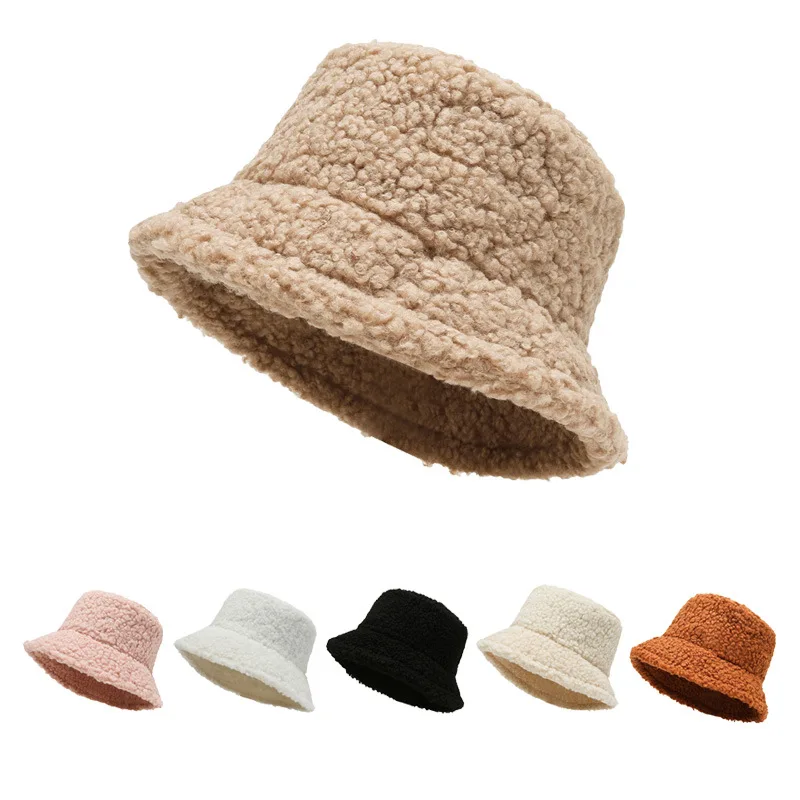 Bucket Hats Women Fuzzy Sherpa Hats 