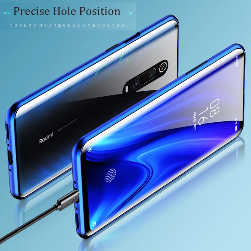 Магнитное поглощение двухстороннее защитное стекло 360 для Xiaomi Mi 9T 9TPro чехол