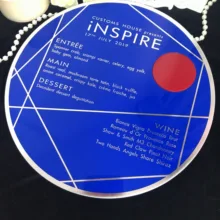 В переменного тока, 50-бесплатно при индивидуальном заказе фольгой серебряного цвета круглое акриловое меню карты