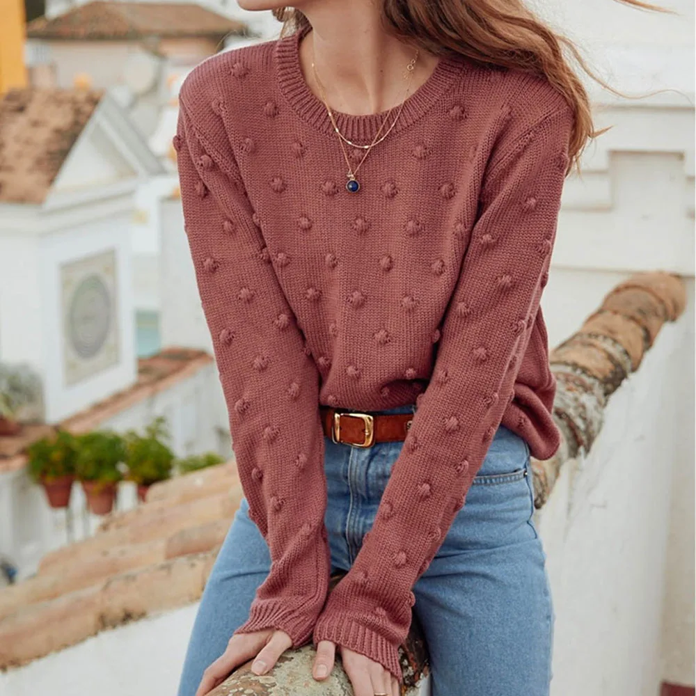 Pull Vintage Chic Sweater Femme Knitwear Women Hairball Pullover 100% Merino Wool Buff 2020cc Casual Knitted Jumper Pullovers | Женская