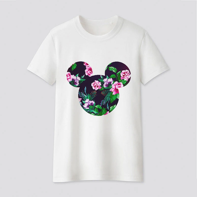 Graphic tees tops Cute Mickey Mouse silhouette tshirts women funny t shirt O-neck T-shirt Vintage Vogue Ullzang Mujer_T-Shirt