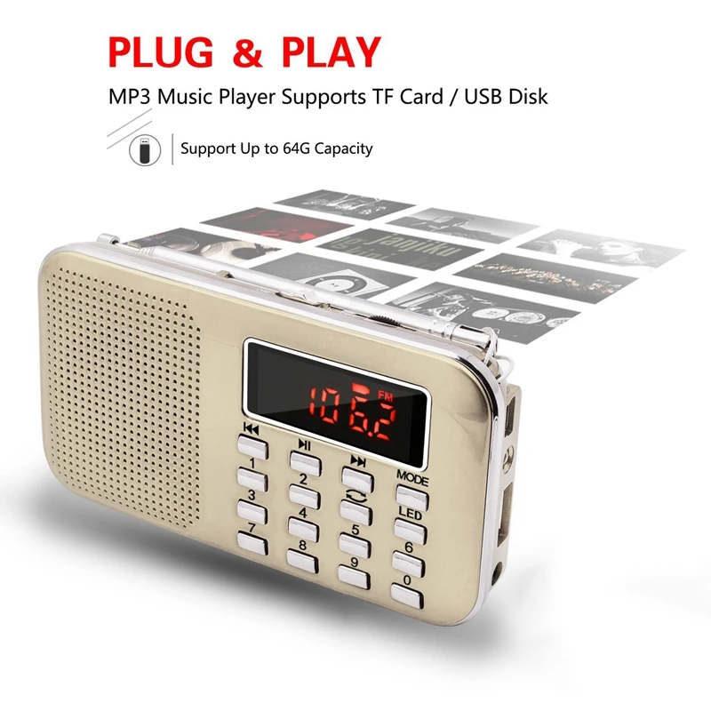 Горячее предложение! Распродажа! Мини Портативный Am/Fm радио Mp3 музыкальный плеер спикер Поддержка Micro-Sd/Tf карты